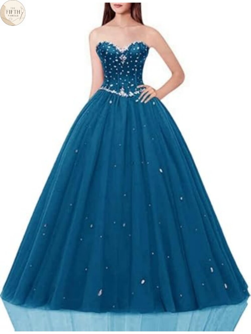 Tulle Satin Ball Gown Sweetheart Neck Prom Dress Beaded Sequin Lace Up Back